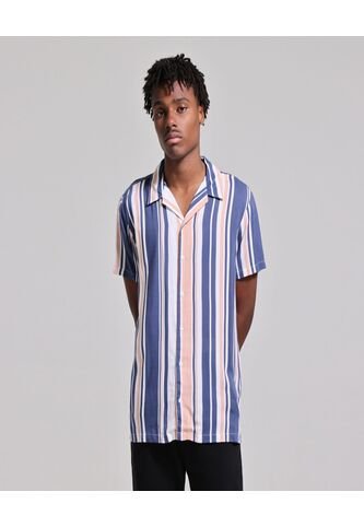 Camisa Para Hombre Manga Corta Sin Bolsillo Color Azul  Marca Ostu #60010527 Ostu