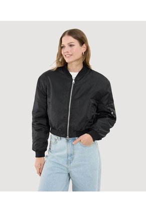 Chaqueta Para Mujer Bomber Color Negro Marca Ostu #40080217