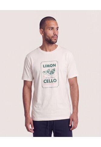 Camiseta Regular Estampado Limón  Para Hombre Marfil Ostu Ostu