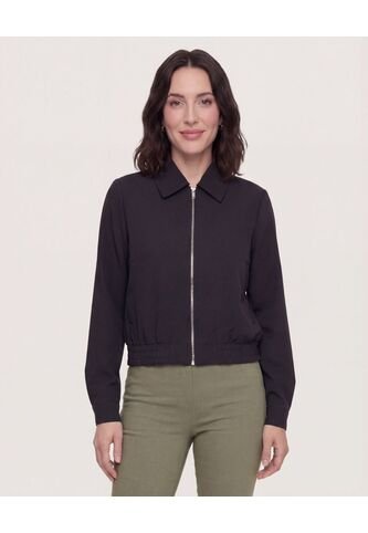 Chaqueta Con Cuello  Para Mujer Negro Ostu Ostu