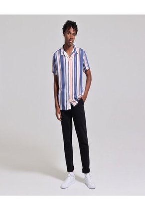 Camisa Para Hombre Manga Corta Sin Bolsillo Color Azul  Marca Ostu #60010527