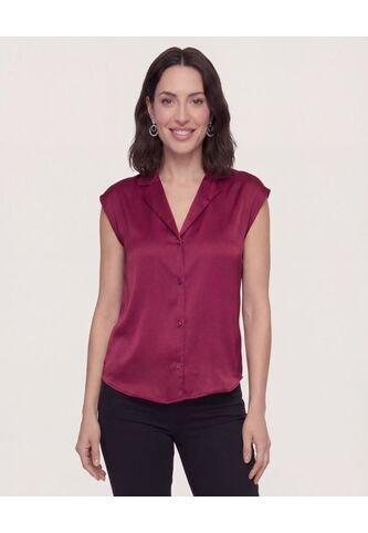 Camisa Satinada Sin Mangas  Para Mujer Vino Ostu Ostu