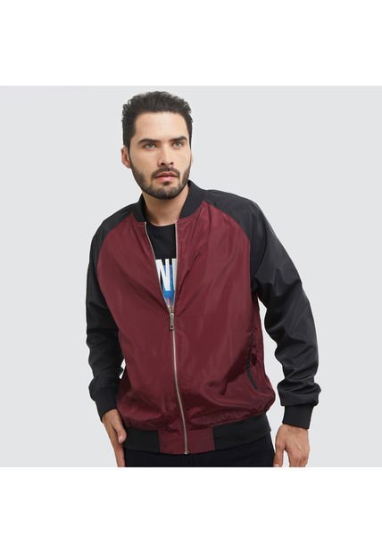 Chaqueta Para Hombre Bomber Color Vino Marca Ostu #60080083