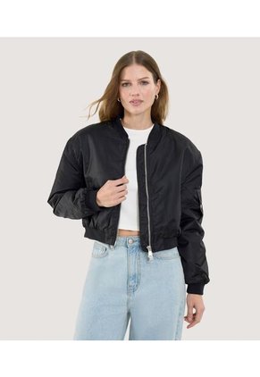 Chaqueta Para Mujer Bomber Color Negro Marca Ostu #40080217