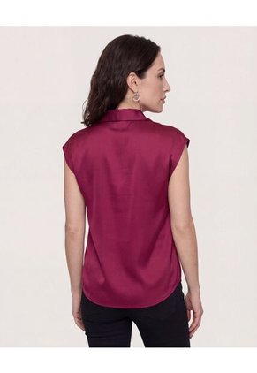 Camisa Satinada Sin Mangas  Para Mujer Vino Ostu