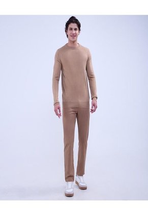 Saco Para Hombre Cuello Redondo Color Beige Marca Ostu #60330041