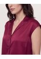 Camisa Satinada Sin Mangas  Para Mujer Vino Ostu de Ostu