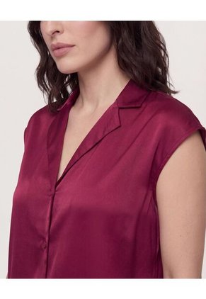 Camisa Satinada Sin Mangas  Para Mujer Vino Ostu