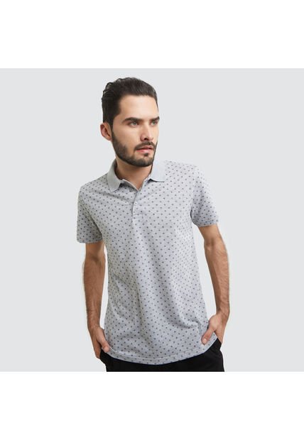 Polo Para Hombre Cuello Tejido Sin Bolsillo Color Gris  Marca Ostu #60110474