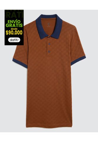 Polo Para Hombre Cuello Tejido Sin Bolsillo Color Café  Marca Ostu #60110659 Ostu