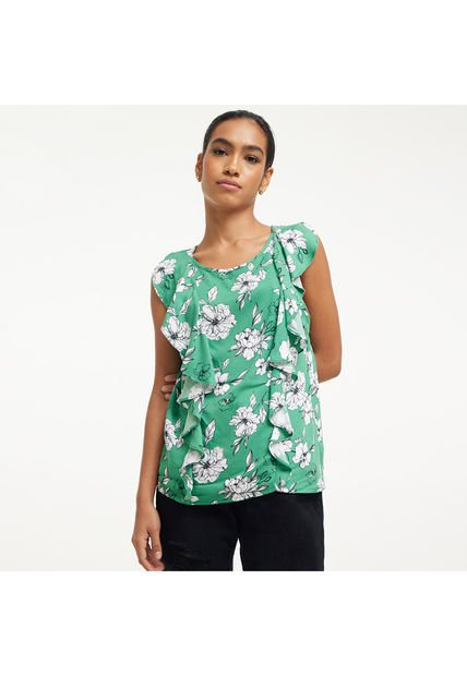 Blusa Para Mujer Manga Sisa Color Verde  Marca Ostu #40120726