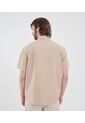 Camisa Para Hombre Manga Corta Con Bolsillo Cuello Casual M Color Beige Marca Ostu #60010819 de Ostu