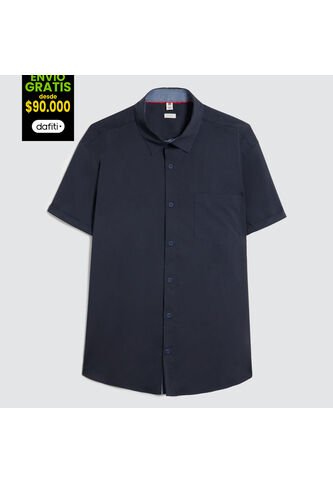 Camisa Para Hombre Manga Corta Con Bolsillo Color Azul  Marca Ostu #60010683 Ostu