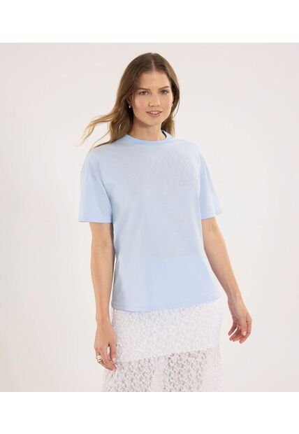 Camiseta Para Mujer Manga Corta Cuello Redondo Color Azul Marca Ostu #40092687