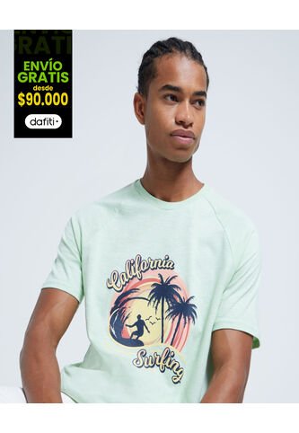 Camiseta Para Hombre Manga Corta Color Verde  Marca Ostu #60091247 Ostu