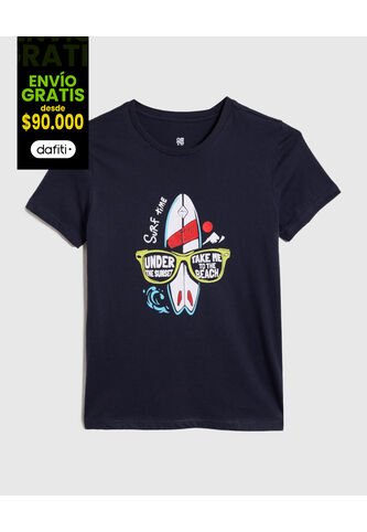 Camiseta Para Niño Manga Corta Color Azul  Marca Ostu #80090221 Ostu