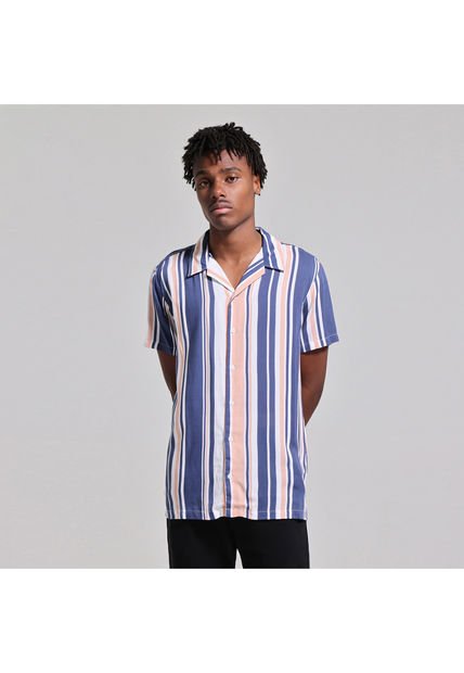 Camisa Para Hombre Manga Corta Sin Bolsillo Color Azul  Marca Ostu #60010527