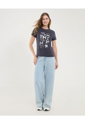 Camiseta Para Mujer Manga Corta Color Negro Marca Ostu #40092249