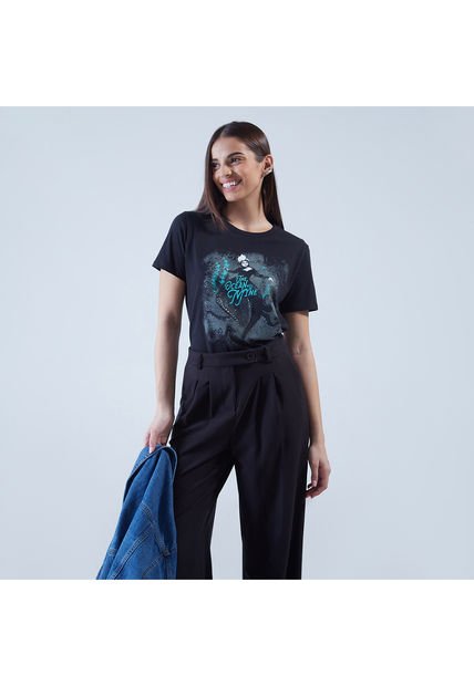 Camiseta Para Mujer Manga Corta Color Negro Marca Ostu #40091685