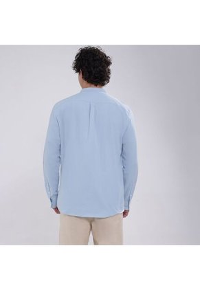 Camisa Para Hombre Manga Larga Con Bolsillo Color Azul Claro Marca Ostu #60010723