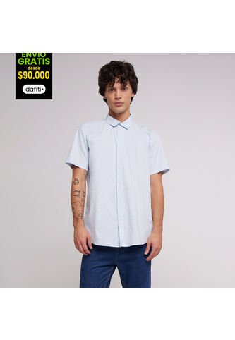 Camisa Para Hombre Manga Corta Sin Bolsillo Color Azul  Marca Ostu #60010545 Ostu