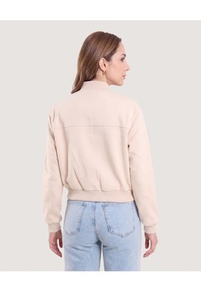 Chaqueta Bomber Cropped  Para Mujer Beige Ostu