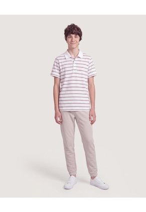 Niño-Polo Rayas Preteñido  Infantil Niño Crema Ostu