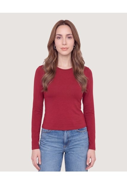 Camiseta Manga Larga  Para Mujer Vino Ostu