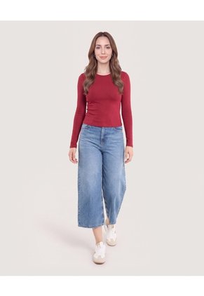 Camiseta Manga Larga  Para Mujer Vino Ostu