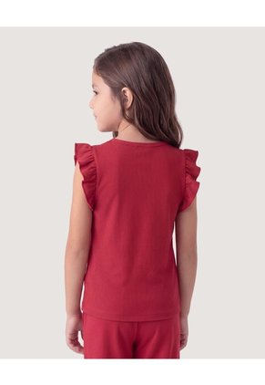 Niña-Camiseta Con Boleros Infantil Niña Rojo Ostu
