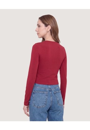 Camiseta Manga Larga  Para Mujer Vino Ostu