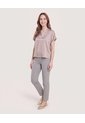 Blusa Con Escote En V  Para Mujer Beige Ostu de Ostu