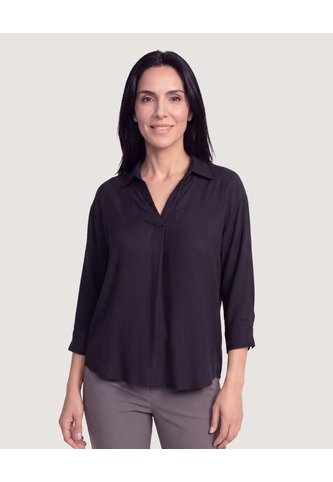 Blusa Fluida Manga 3/4  Para Mujer Negro Ostu Ostu
