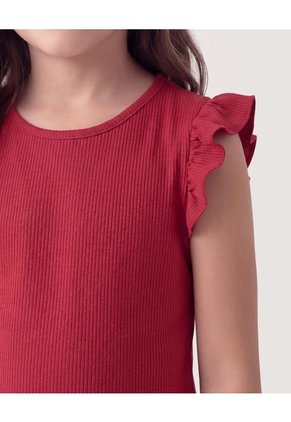 Niña-Camiseta Con Boleros Infantil Niña Rojo Ostu