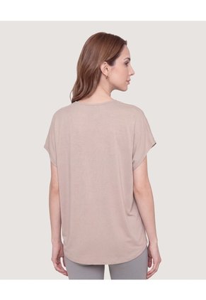 Blusa Con Escote En V Para Mujer Beige Ostu
