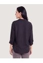 Blusa Fluida Manga 3/4  Para Mujer Negro Ostu de Ostu