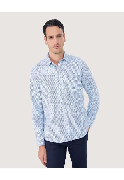 Camisa Para Hombre Manga Larga Con Bolsillo Cuello Casual M Color Azul Claro Marca Ostu #60010792