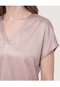 Blusa Con Escote En V  Para Mujer Beige Ostu de Ostu