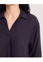 Blusa Fluida Manga 3/4  Para Mujer Negro Ostu de Ostu