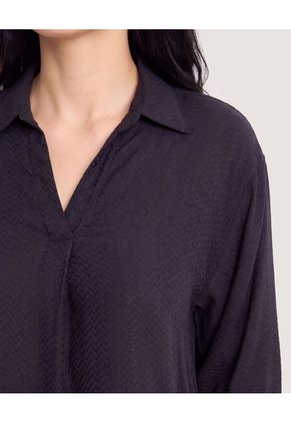 Blusa Fluida Manga 3/4  Para Mujer Negro Ostu