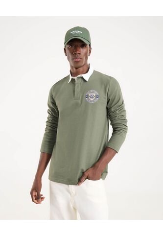 Polo Para Hombre Cuello Tejido Sin Bolsillo Color Verde Marca Ostu #60110828 Ostu