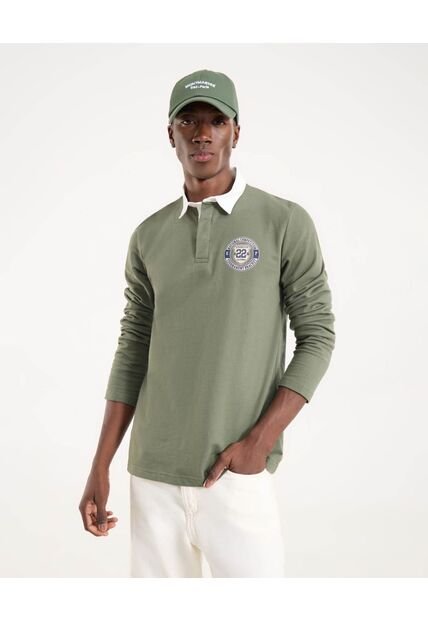 Polo Para Hombre Cuello Tejido Sin Bolsillo Color Verde Marca Ostu #60110828