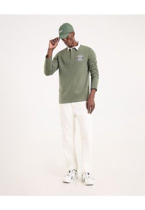 Polo Para Hombre Cuello Tejido Sin Bolsillo Color Verde Marca Ostu #60110828