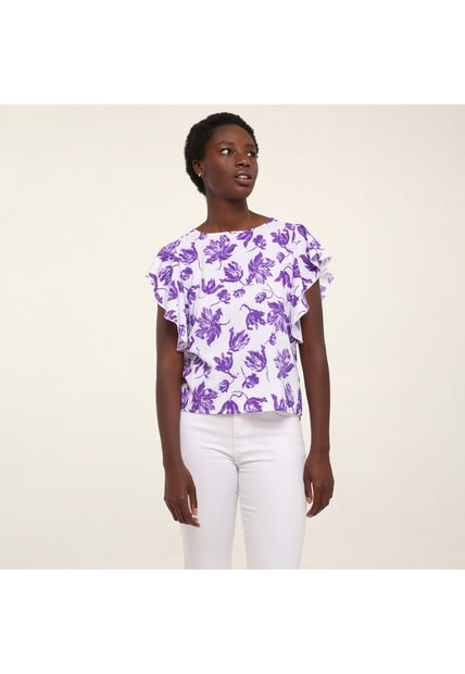 Blusa Para Mujer Manga Corta Color Morado Marca Ostu #40120727