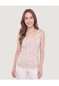 Top Basico Hombro Ancho Estampado  Para Mujer Beige Ostu de Ostu