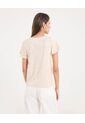 Camiseta Para Mujer Manga Corta Cuello Redondo Color Beige Marca Ostu #40092670 de Ostu