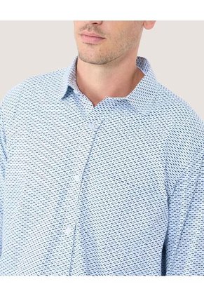 Camisa Para Hombre Manga Larga Con Bolsillo Cuello Casual M Color Azul Claro Marca Ostu #60010792