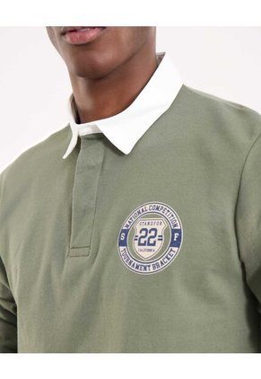 Polo Para Hombre Cuello Tejido Sin Bolsillo Color Verde Marca Ostu #60110828