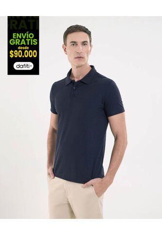 Polo Para Hombre Cuello Tejido Sin Bolsillo Color Azul Marca Ostu #60110580 Ostu