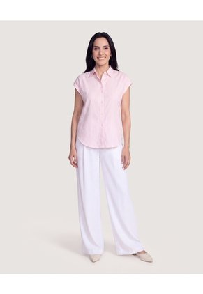 Camisa Manga Corta Para Mujer Rosa Ostu